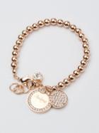Choies Rose Gold Crystal Embellished Disc Charm Ball Chain Bracelet