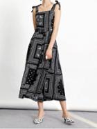 Choies Black Folk Print Tie Detail Split Side Sleeveless Chic Women Jumpsuit