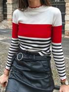 Choies Multicolor Stripe Ruffle Trim Long Sleeve Chic Women Knit Sweater