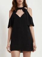 Choies Black Halter Cold Shoulder Cut Out Layer Cami Dress
