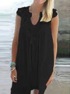 Choies Black Crochet Lace Detail Mini Dress