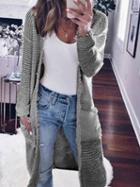 Choies Gray Open Front Long Sleeve Knit Longline Cardigan