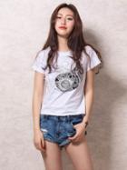 Choies White Short Sleeve Eight Diagrams Print T-shirt