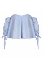 Choies Blue Gingham Sweetheart Tie Cuff Bandeau Top