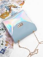 Choies Blue Leather Look Buckle Detail Chain Strap Cross Body Bag