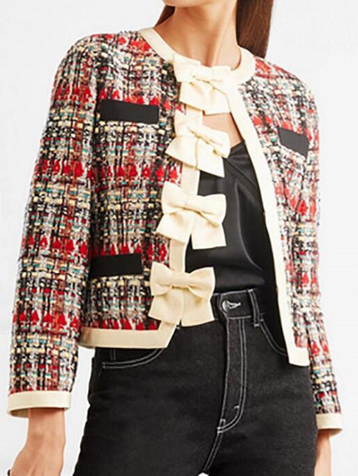 Choies Multicolor Plaid Long Sleeve Chic Women Coat And High Waist Skirt