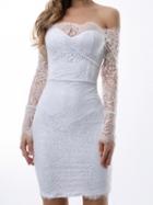 Choies White Off Shoulder Long Sleeve Chic Women Lace Bodycon Mini Dress