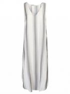 Choies Multicolor V-neck Stripe Print Slit Side Dipped Back Dress