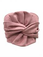 Choies Pink Faux Suede Knot Bow Front Crop Top