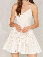 Choies White Cutwork Lace Skater Cami Dress