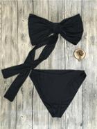 Choies Black Knot Tie Bandeau Bikini Top And Bottom