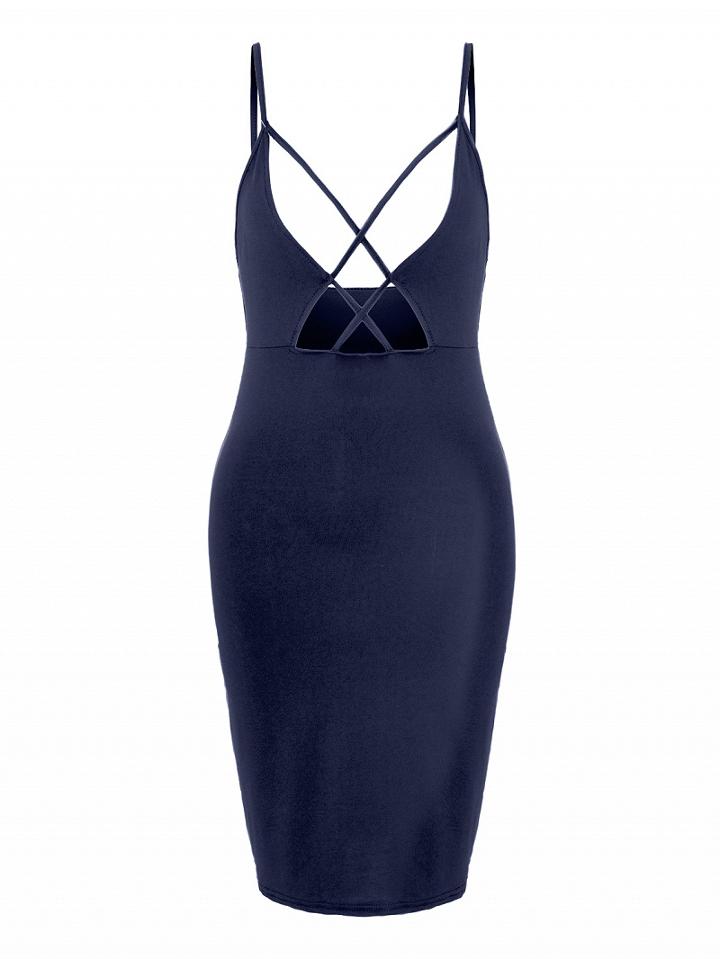 Choies Navy Strap Caged Detail Cami Bodycon Dress