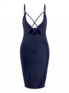 Choies Navy Strap Caged Detail Cami Bodycon Dress