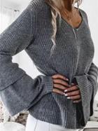 Choies Gray V Neck Layered Sleeve Rib Knit Sweater