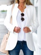 Choies White Stand Collar Long Sleeve Slim Blazer