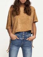 Choies Khaki Faux Suede Lace Up Side Blouse
