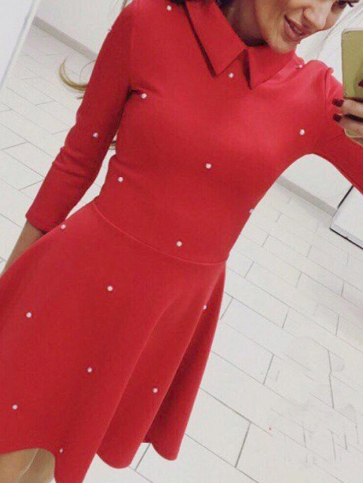 Choies Red Beaded Detail Mini Dress