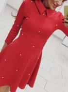 Choies Red Beaded Detail Mini Dress