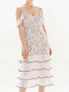 Choies White V-neck Cold Shoulder Spaghetti Strap Layered Midi Dress