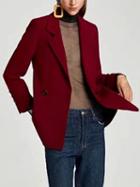 Choies Red Lapel Button Front Long Sleeve Blazer