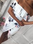Choies White Off Shoulder Floral Print Wrap Asymetric Dress