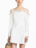 Choies White Cold Shoulder Spaghetti Strap Lace Panel Mini Dress