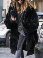 Choies Black Longline Faux Fur Hooded Coat