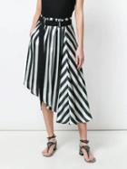 Choies Black Stripe High Waist Asymmetric Hem Chic Women Skirt