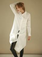 Choies White Knotted Front Asymmetric Longline Shirt
