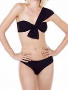 Choies Black Nylon One Shoulder Knot Front Chic Women Bikini Top And Bottom