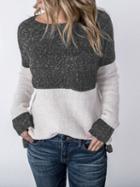 Choies Black Contrast Long Sleeve Chic Women Knit Sweater