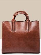 Choies Brown Leather Look Handle Shoulder Bag