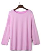 Choies Orchid Long Sleeve Loose T-shirt