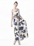 Choies Polychrome Floral Layered Top Strap Maxi Dress