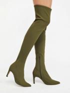 Choies Green Stretch Over The Knee Heeled Boots