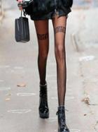 Choies Black Letter Pattern Sheer Tights