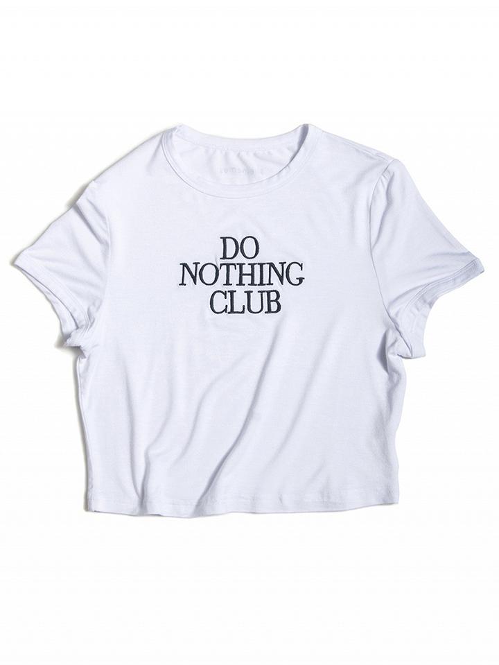 Choies White Do Nothing Club Cropped Tee