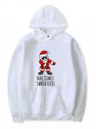 Choies White Christmas Santa Claus And Letter Print Long Sleeve Hoodie