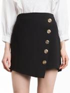 Choies Black High Waist Button Front Asymmetric Hem Mini Skirt
