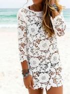 Choies White Cut Out Detail Long Sleeve Mini Dress