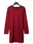 Choies Burgundy Plain Long Sleeve Stretch Bodycon Dress