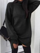 Choies Black Cotton Blend High Neck Long Sleeve Women Mini Dress