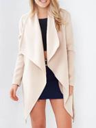 Choies Beige Drape Front Belted Waist Plain Trench Coat