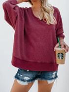 Choies Red Cotton Open Back Long Sleeve Chic Women Sweatshirt