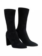 Choies Black Stretch Pointed Toe Block Heel Boots