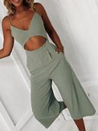 Choies Green Spaghetti Strap V-neck Cut Out Front Romper Jumpsuit