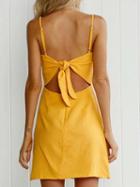 Choies Yellow Bow Tie Back Cami A-line Mini Dress