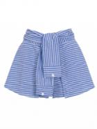 Choies Blue Stripe Print Tied Front Culotte Shorts