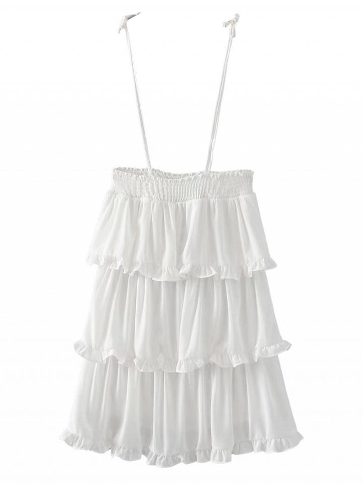 Choies White Layered Ruffle Tie Shoulder Cami Dress