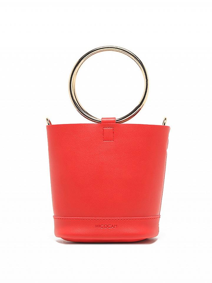 Choies Red Metal Handle Cross Body Bucket Bag